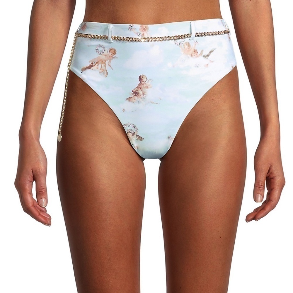 NWT weworewhat gold belted Emily cherub & clouds printed bottom size S